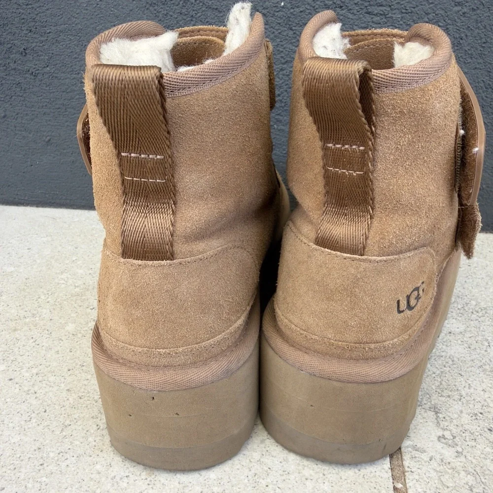 UGG NEUMEL PLATFORM DOUBLE STRAP WOMEN BOOTS SUEDE CHESTNUT US 5 UK
